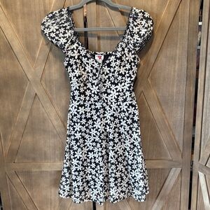 Vintage Y2K Black and White Floral Dress